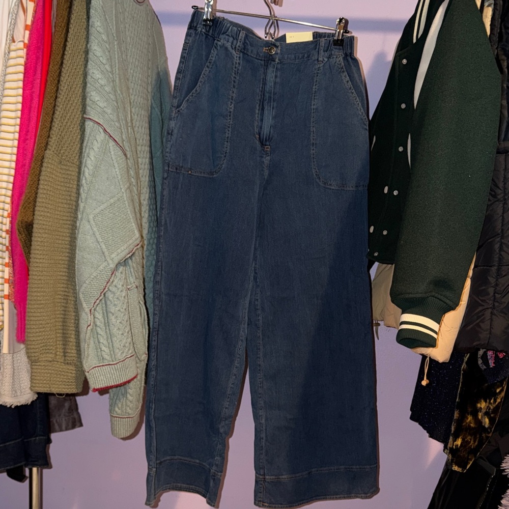Max Studio Denim Wide-Leg Pants